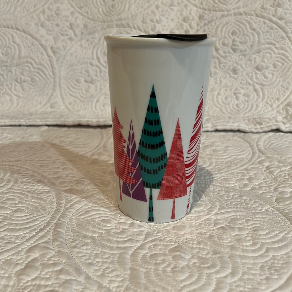 Starbucks Christmas tree travel mug, 11 oz